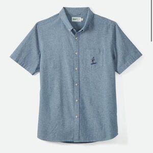 Wellen Men's Embroidered Short Sleeve Chambray Surfer Shirt Size Large